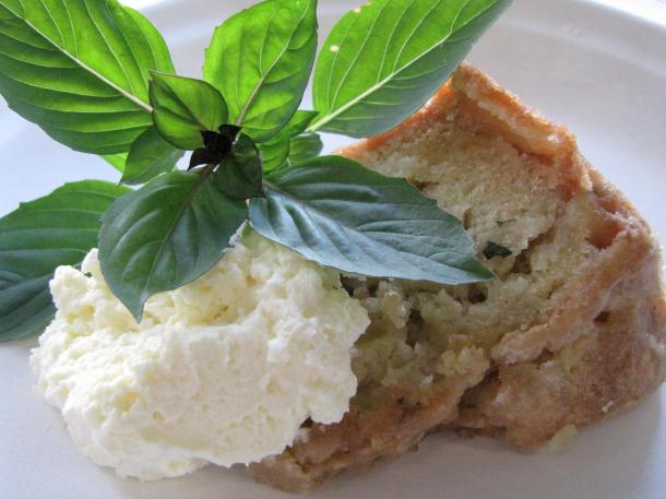 Apple Basil Cake Apple Basil Cake With Cinnamon Spiked Whipped Cream And Basil Garnish