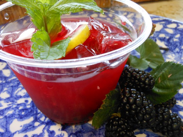 Blackberry Lemonade with Mint Sprig Garnish