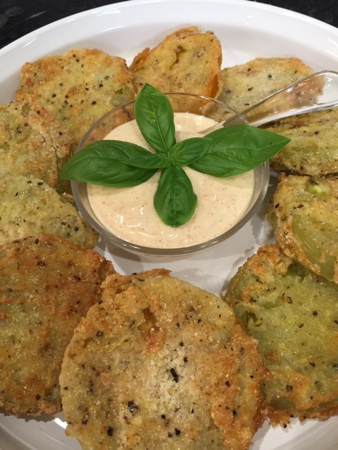 Fried Green Tomatoes with Aioli Sauce