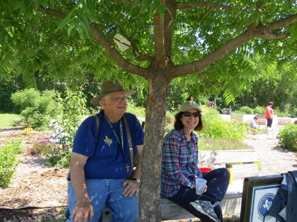 Jim and Lisa Taking a Break from Planting Zinnias and Milkweed